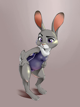 3_toes 4_fingers anthro belly big_belly biped breasts clothed clothed_anthro clothed_female clothing countershade_face countershade_fur countershade_neck countershade_tail countershading dewlap_(anatomy) dipstick_ears ear_markings eyebrows feet female female_anthro fingers fully_clothed fully_clothed_anthro fully_clothed_female fur grey_background grey_body grey_fur iris markings multicolored_ears one-piece_swimsuit pink_nose pregnant pregnant_anthro pregnant_female pupils purple_eyes raised_eyebrow scut_tail short_tail simple_background small_tail snout solo swimwear tail tight_clothing toes zigrock001 disney zootopia judy_hopps lagomorph leporid mammal rabbit 2018 absurd_res digital_media_(artwork) hi_res