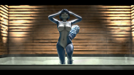 anthro bath bathroom black_bars blue_body blue_fur blue_hair breasts eyes_closed female fur hair looking_at_viewer navel nipples nude smile solo steam water silvarus warfaremachine_(modeler) nintendo star_fox krystal_(star_fox) warfare_krystal canid canine fox mammal 16:9 3d_(artwork) digital_media_(artwork) hi_res letterbox widescreen