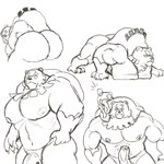 anthro big_butt butt duo erection genitals humanoid_genitalia humanoid_hands humanoid_penis male multiple_poses musclegut muscular nipples penis pose simple_background solo white_background furrypickles nintendo pokemon pokemon_legends_arceus generation_8_pokemon pokemon_(species) ursaluna 1:1 2022 absurd_res hi_res