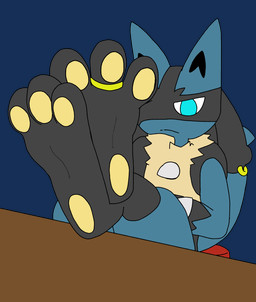 ambiguous_gender blue_body blue_eyes blue_fur digit_ring feet foot_fetish foot_focus fur jewelry looking_at_viewer ring simple_background solo tail toe_ring toes secretsableye nintendo pokemon generation_4_pokemon lucario pokemon_(species) alpha_channel digital_media_(artwork) hi_res