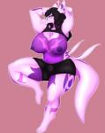 anthro anthrofied big_breasts breasts clothed clothing clothing_lift curvy_figure eyewear female glasses hair huge_breasts nipples non-mammal_breasts pokemorph shirt shirt_lift solo sportswear thick_thighs topwear voluptuous pururing nintendo pokemon elle_andrews generation_7_pokemon pokemon_(species) salazzle scalie 2019 absurd_res hi_res