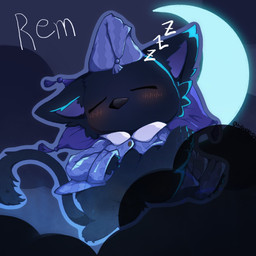 3_toes ambiguous_anthro ambiguous_gender anthro barefoot beak beak_closed big_ears biped black_beak black_body black_fur black_pawpads black_tail black_tail_tuft blush blush_lines bottomless bottomless_ambiguous bottomless_anthro cheek_tuft claws clothed clothed_ambiguous clothed_anthro clothing crescent_moon ears_down eyes_closed facial_tuft featureless_crotch feet fur hat head_on_pillow headgear headwear hindpaw lying moon mouth_closed nightcap on_back on_pillow one_leg_up open_clothing open_topwear pajamas pattern_clothing pattern_hat pattern_headgear pattern_headwear pattern_pajamas pattern_topwear pawpads paws pillow pivoted_ears purple_clothing purple_hat purple_headwear purple_inner_ear purple_pajamas purple_topwear raised_leg semi-anthro sleeping small_claws solo sound_effects tail tail_tuft toe_claws toes topwear tuft vowelless vowelless_sound_effect young young_ambiguous young_anthro zzz buttercat deadlock_(game) mythology valve rem_(deadlock) avian chimera dream_creature gryphon mythological_avian mythological_creature 1:1 2026 hi_res