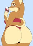 anthro big_butt bikini black_nose blue_background brown_body brown_eyes brown_fur butt clothed clothing dessert female food fur hair holding_food holding_ice_cream holding_ice_cream_cone holding_object huge_butt ice_cream ice_cream_cone licking_ice_cream long_hair looking_back overweight overweight_anthro overweight_female red_bikini red_clothing red_swimwear simple_background solo swimwear tail two-piece_swimsuit white_body white_butt white_fur toonarscontent dogelore doge holly_avenue canid canine canis domestic_dog mammal shiba_inu spitz 2024 absurd_res digital_drawing_(artwork) digital_media_(artwork) hi_res meme signature