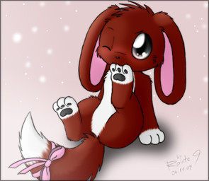 accessory ambiguous_gender bite bow_(feature) bow_accessory bow_ribbon feet feral furgonomics hindpaw one_eye_closed pawpads paws pose ribbons solo spread_legs spreading tail tail_accessory tail_bow tail_ribbon wink young young_feral route9 kipikipo_(kipikipo) canid canine fox hybrid lagomorph leporid mammal rabbit low_res