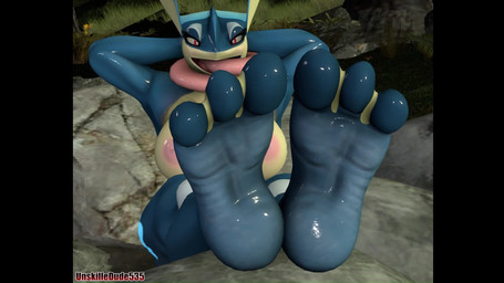 3_toes anthro blue_body blue_skin breasts feet female foot_fetish foot_focus hands_behind_head long_tongue membrane_(anatomy) nipples sitting smile soles solo toe_wiggle toes tongue tongue_out water webbed_feet wet wet_body wiggle wrinkled_feet wrinkles unskilledude535 okamical_(modeler) nintendo pokemon mizuki_(okamical) generation_6_pokemon greninja pokemon_(species) 16:9 3d_(artwork) animated digital_media_(artwork) hi_res no_sound short_playtime signature source_filmmaker_(artwork) video widescreen