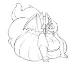 all_fours anthro bedroom_eyes belly belly_on_ground big_belly big_butt big_moobs butt condom condom_in_mouth double_chin hair huge_belly huge_butt hyper hyper_belly lidded_eyes lying male moobs morbidly_obese morbidly_obese_anthro morbidly_obese_male mouth_hold narrowed_eyes obese obese_anthro obese_male object_in_mouth on_front overweight overweight_anthro overweight_male seductive sexual_barrier_device simple_background solo tail thick_tail thick_thighs white_background wings tuckgallery mythology hirorwar dragon mythological_creature mythological_scalie scalie 2021 line_art monochrome