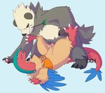 ambiguous_gender animal_genitalia archeops avian bodily_fluids duo fossil_pokemon from_front_position generation_5_pokemon generation_6_pokemon genital_fluids genital_slit genitals hi_res looking_pleasured male male/ambiguous male_penetrating mating_press nintendo o-ishi open_mouth pangoro penetration penile penile_penetration penis penis_in_slit pokemon pokemon_(species) sex slit_penetration slit_play