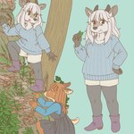 anthro climbing clothed clothing duo eating female kemono leaf ekaki510 antelope bovid impala japanese_serow mammal 1:1