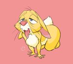 anthro begging chest_tuft fur grey_eyes kneeling male naughty_face solo tongue tongue_out tuft yellow_body yellow_fur 4pcsset disney winnie_the_pooh_(franchise) rabbit_(winnie_the_pooh) lagomorph leporid mammal rabbit