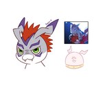 cute_fangs fangs feral fur green_eyes hair red_hair solo teeth white_body white_fur liliana86973943 bandai_namco digimon digimon_story:_time_stranger digimon_(species) gomamon marineangemon headshot_portrait hi_res portrait reference_image