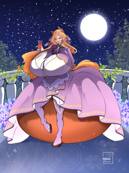 belly belly_on_ground beverage big_belly big_breasts blonde_hair blue_eyes breasts brown_body brown_fur clothed clothed_taur clothing female fur hair holding_beverage holding_object hooves horse_ears horse_tail huge_belly huge_breasts hyper hyper_belly hyper_pregnancy light lipstick makeup moon moonlight night noblewoman outside pregnant pregnant_female pregnant_taur ribbons solo standing taur_lower_pregnancy mierru european_mythology greek_mythology mythology estelle_bellegarde centaur equid equid_taur humanoid_taur mammal mammal_taur taur hi_res
