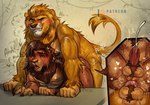 anal anal_penetration animal_genitalia animal_penis anthro anthrofied ball_tuft balls bent_over bite biting_lip blush bodily_fluids breath brown_body brown_fur brown_hair canon_x_oc cum cum_in_ass cum_inside cum_while_penetrated cumshot duo ejaculation erection eye_scar facial_scar feline_genitalia feline_penis fur genital_fluids genitals grin hair heart_symbol intraspecies male male/male mane moan narrowed_eyes panting penetration penile penile_penetration penis penis_in_ass plap scar smile tail tail_tuft teeth tuft whiskers yellow_body yellow_fur mekaska disney the_lion_king kovu_(the_lion_king) taima_the_lion felid lion mammal pantherine hi_res