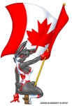 anthro blue_eyes boots breasts canada canadian canadian_flag clothing crouching eyewear female flag footwear gloves hair handwear leotard looking_at_viewer maple_leaf plantigrade raised_heel shoes short_hair side_boob solo superhero max_blackrabbit maxine_blackbunny lagomorph leporid mammal rabbit 2006 digital_media_(artwork)