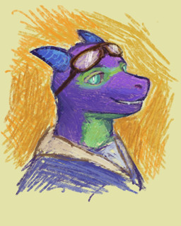 anthro clothing eyewear goggles green_eyes horn looking_at_viewer male shirt smile smiling_at_viewer solo teeth teeth_showing topwear reynard_goodfellow slate_(rambooyee) 4:5 headshot_portrait hi_res portrait