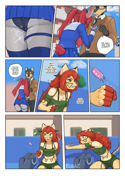 anthro bench blue_eyes blush bottomwear breasts buckteeth claws clothed clothing college college_student dialogue dropping egg_vibrator electronics eyewear female female/female finger_claws glasses green_eyes group hair male outside panties panty_shot ponytail red_hair school school_uniform scut_tail sex_toy sex_toy_under_clothing short_tail skirt small_breasts stirrup_legwear student tail teacher teacher_and_student teasing teeth text toe_claws trio twintails_(hairstyle) underwear uniform vibrator kiu-wot naili_(cyberkaps) yawara_(kiu-wot) domestic_cat felid feline felis lagomorph leporid mammal rabbit absurd_res comic english_text hi_res