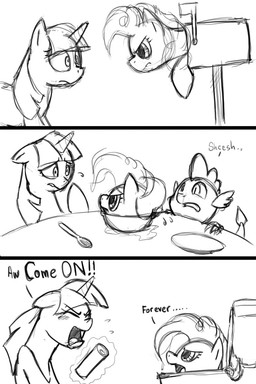 cartoon_physics cereal dialogue female feral food fur hair horn in_food in_mailbox magic mailbox male scared scroll simple_background text toilet white_background unknown_artist friendship_is_magic hasbro my_little_pony mythology pinkie_pie_(mlp) spike_(mlp) twilight_sparkle_(mlp) dragon earth_pony equid equine horse mammal mythological_creature mythological_equine mythological_scalie pony scalie unicorn 2:3 black_and_white comic english_text hi_res meme monochrome sketch