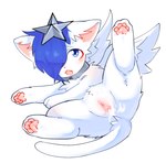 after_sex bodily_fluids cum cum_inside emo_haircut female feral genital_fluids genitals looking_at_viewer nude pussy simple_background spread_legs spreading star tail wings kirichiiii domestic_cat felid feline felis mammal