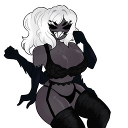 4_arms 6_eyes big_breasts breasts clothed clothing female hair leggings legwear lingerie multi_arm multi_eye multi_limb smile solo thick_thighs white_hair zamzipperart silkvia arachnid arthropod spider 1:1 hi_res
