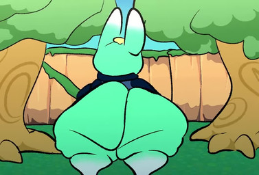 angry annoyed anthro ball big_butt blonde_hair blush bottomless bouncing_butt butt butt_jiggle clothed clothing femboy fur green_body green_fur hair huge_butt jacket jiggling long_ears male outside overweight overweight_anthro overweight_male plant solo surprised topwear tree fruitgremlin animal_crossing nintendo sasha_(animal_crossing) lagomorph leporid mammal rabbit 2d_animation animated short_playtime sound video