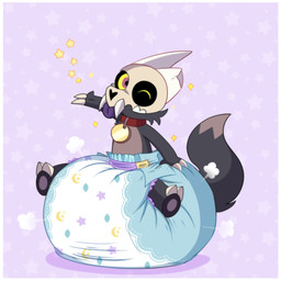 anthro big_diaper biped black_sclera blep bone bone_mask border broken_horn claws clean_diaper clothed clothing collar diaper diaper_puff dipstick_tail front_view fur grey_body grey_fur horn male markings mask multicolored_body multicolored_fur one_eye_closed pattern_background pattern_diaper pink_background pink_eyes purple_tongue simple_background sitting skull skull_head skull_mask solo sparkles star tail tail_markings tongue tongue_out two_tone_body two_tone_fur wearing_diaper white_border wink yellow_eyes jupiters disney the_owl_house king_clawthorne canid canid_demon demon mammal titan_(the_owl_house) 1:1 2022 hi_res