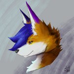 anthro blue_hair fur hair male smile solo kiba_winchester foxih_(foxihfox) canid canine fox mammal red_fox true_fox 1:1 digital_media_(artwork) hi_res