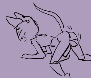 all_fours anthro anus balls big_penis blue_background bouncing_balls ear_piercing eyes_closed fangs gauged_ear genitals hairless male masturbation motion_lines open_mouth penetrable_sex_toy penis piercing purple_and_black sex_toy simple_background solo tail teeth thrusting wrinkles big-fig julius_(big-fig) domestic_cat felid feline felis hairless_cat mammal black_and_blue monochrome sketch