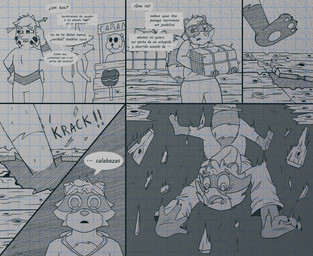 anthro background_text clothing costume dialogue falling food fruit group halloween_costume halloween_decoration holidays male monotone_background plant pumpkin simple_background walking haru_raccoon halloween haru_(haru_raccoon) scott_(haru_raccoon) bovid canid canine canis caprine goat mammal mustelid otter procyonid raccoon wolf comic hi_res monochrome