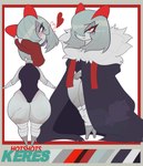 anthro bandage blush clothed clothing coat coat_cape female fur hair hair_over_eye red_eyes scar scared simple_background smile solo text topwear white_body absolise nintendo pokemon keres_(absolise) generation_3_pokemon humanoid kirlia pokemon_(species) absurd_res digital_media_(artwork) hi_res