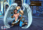 absurd_res angel armor attribute_theft blizzard_entertainment blue_body blue_skin blush bodily_fluids clothed clothing detailed_background duo english_text feathered_wings feathers female femboy foreskin gameplay_mechanics genitals hand_on_leg hand_on_penis hand_on_thigh handjob hellbibi hi_res hidden_eyes human humanoid kyrian male male/female mammal not_furry partially_clothed penile penis sequence sex soul soul_stealing soul_vore sweat sweatdrop text transformation warcraft winged_humanoid wings