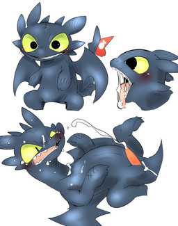 animal_genitalia black_body black_scales blush bodily_fluids chibi cum cum_in_mouth cum_inside cum_on_face cum_on_own_face cum_on_penis cum_on_self cum_string cumshot ejaculation erection fangs feral genital_fluids genital_slit genitals lying male membrane_(anatomy) membranous_wings on_back open_mouth penis scales simple_background smile solo tapering_penis teeth tongue tongue_out white_background wings doneru dreamworks european_mythology how_to_train_your_dragon mythology toothless dragon fury_(httyd) mythological_creature mythological_scalie night_fury scalie western_dragon hi_res