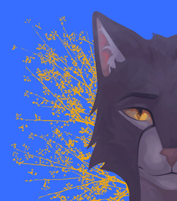 anthro blue_background brown_body brown_fur cheek_tuft facial_tuft female fluffy fluffy_ears fur inner_ear_fluff multicolored_body orange_eyes plant simple_background solo tuft two_tone_body ocelotka microsoft the_elder_scrolls ocelotka_(ocelotka) felid feline khajiit mammal digital_media_(artwork) portrait