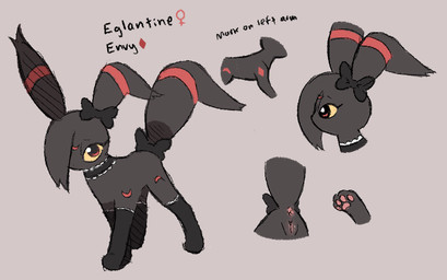 alternative_fashion bangs clothing female feral footwear genitals goth socks solo vulva clockstops3am conditional_dnp nintendo pokemon sin_garden eglantine_(labbit) eeveelution generation_2_pokemon pokemon_(species) umbreon model_sheet