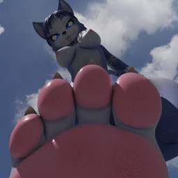 anthro feet female macro nude pawpads paws perspective sky solo mrfreeman98 nintendo star_fox krystal_(star_fox) absurd_res hi_res