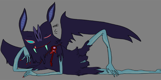 anthro bass_guitar female genitals guitar musical_instrument one_eye_closed plucked_string_instrument solo string_instrument vulva wings wink unknown_artist adventure_time cartoon_network marceline_abadeer bat mammal monster vampire
