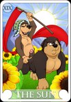 anthro card card_template duo flower fortune_telling genitals humanoid_genitalia humanoid_penis major_arcana male male/male outside penis plant sunflower tarot tarot_card the_sun_(tarot) neenya rock_dog bodi_(rock_dog) khampa_(rock_dog) canid canine canis domestic_dog mammal absurd_res hi_res father_(lore) father_and_child_(lore) father_and_son_(lore) incest_(lore) parent_(lore) parent_and_child_(lore) parent_and_son_(lore) son_(lore)