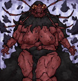 4_arms 8_eyes antennae_(anatomy) anthro areola belly big_areola big_belly big_breasts black_cloak black_clothing bodily_fluids breasts cloak clothed clothing compound_eyes eyes_closed falling female fupa mandibles multi_arm multi_eye multi_limb partially_clothed pupils red_body red_skin segmented_body slightly_chubby slightly_chubby_female solo spread_arms sweat thick_thighs unusual_pupils scaliescum jujutsu_kaisen kurourushi arthropod blattodean cockroach cursed_spirit_(jujutsu_kaisen) insect hi_res
