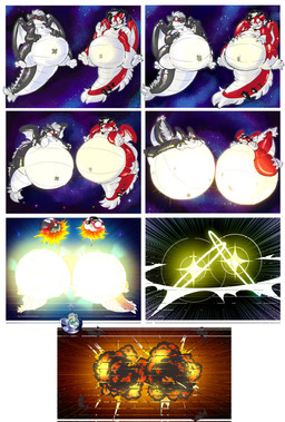 belly big_belly black_hair blue_body blush blush_lines blushing_profusely bursting close-up glistening glistening_body grey_hair hair horn huge_belly hyper hyper_belly hyper_inflation immobile inflation latex_body navel_tape popping purple_eyes red_body space spacesuit star wide_eyed that_alpaca mythology nintendo pokemon buoyantbliss_(character) luga seafoam dragon generation_7_pokemon lycanroc midnight_lycanroc mythological_creature mythological_scalie pokemon_(species) scalie 2022 absurd_res comic hi_res sequence