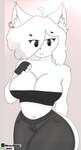anthro bottomwear breasts cleavage clothed clothing denim denim_bottomwear denim_clothing ear_piercing female fingerless_gloves gloves hand_on_breast handwear jeans looking_at_viewer mestic_cat navel pants partially_clothed piercing skimpy smile solo thick_thighs gusa domestic_cat felid feline felis humanoid mammal absurd_res hi_res