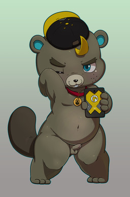 anthro balls belly blonde_hair blush chibi clothing collar erection foreskin freckles genitals hair hat hat_only headgear headgear_only headwear headwear_only male mostly_nude navel nude one_eye_closed penis selfie slightly_chubby small_penis solo wink lkiws animal_crossing nintendo c.j._(animal_crossing) beaver mammal rodent hi_res