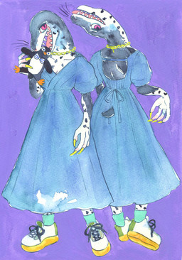 alternative_fashion anthro biped black_body blue_clothing blue_footwear blue_shoes claws clothed clothing colored_nails dress female footwear holding_object jewelry legwear markings multiple_angles nails necklace open_mouth plushie purple_background sharp_teeth shoes simple_background smile sneakers socks solo spots spotted_body standing teeth whiskers white_body kyokyota leopard_seal mammal marine pinniped seal 2021 absurd_res hi_res painting_(artwork) portrait traditional_media_(artwork) watercolor_(artwork)