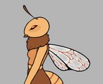 antennae_(anatomy) anthro arthropod_abdomen blush bottomwear breasts clothing crop_top eyelashes eyeliner eyes_closed eyeshadow female fur grey_background insect_wings makeup mandibles midriff neck_tuft pencil_skirt shirt side_view simple_background skirt sleeveless_shirt solo topwear translucent translucent_wings tuft upturned_eyes wings yellow_body dreamscreep mistress_(m0shiiba) arthropod bee hymenopteran insect 2024 digital_media_(artwork) flat_colors hi_res portrait procreate_(artwork)