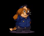 anthro biped bottomwear brown_body clothing hat headgear headwear kemono male pants police police_uniform shirt slightly_chubby smile solo topwear uniform nanadragon4 brok_the_investigator cowcat_games ott_(brok_the_investigator) mammal mustelid otter suid suine warthog 2024 alpha_channel