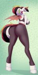 anthro big_butt biped breasts butt clothed clothed_anthro clothed_female clothing female female_anthro hooves membrane_(anatomy) membranous_wings solo standing three-quarter_view unguligrade wings xjenn9 hasbro my_little_pony hoofwork_new_wave_(oc) bat_pony equid mammal absurd_res colored digital_drawing_(artwork) digital_media_(artwork) full-length_portrait hi_res portrait shaded soft_shading