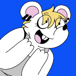 anthro blonde_hair ear_piercing female fur hair piercing standing white_body white_fur diognes4846 normalsville pepsi_(normalsville) mammal mouse murid murine rodent 1:1 low_res