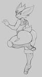 ambiguous_gender anthro big_butt bodily_fluids butt looking_back on_one_leg solo standing sweat sweatdrop thick_thighs reddrago nintendo pokemon cinderace generation_8_pokemon pokemon_(species) monochrome