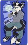 4_toes anthro beverage blowing blue_eyes claws clothing container cup feet footwear fur holding_container holding_cup holding_object hoodie horn legwear long_tail male pawpads paws socks solo tail toe_claws toeless_footwear toeless_socks toes topwear frozen_over mythology pixel_(character) dragon furred_dragon furred_scalie mythological_creature mythological_scalie scalie 5:8 digital_media_(artwork) hi_res