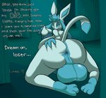 animal_genitalia anthro anus arched_back balls bedroom_eyes big_balls big_breasts big_butt big_penis blue_background blue_body blue_fur breasts butt butt_grab canine_genitalia fur genitals glistening glistening_anus grinning_at_viewer hand_on_butt huge_balls huge_breasts huge_butt huge_penis hyper hyper_balls hyper_genitalia hyper_penis insult intersex kneeling leaning leaning_forward looking_at_viewer looking_back narrowed_eyes paws penis raised_tail seductive simple_background smile smirk solo spread_anus spreading tail text wiggle lolpiss nintendo pokemon the_backrooms cocito_(usernamecrownisalreadytake) eeveelution generation_4_pokemon glaceon pokemon_(species) absurd_res english_text hi_res