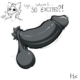 balls big_penis bodily_fluids erection genital_fluids genitals humanoid_genitalia humanoid_penis male penis precum precum_string pulsating_balls solo stavratum changed_(video_game) puro_(changed) canid canine mammal 1:1 hi_res