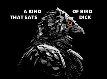 ambiguous_gender beak black_background feathers feral fluffy grey_beak grey_body grey_feathers orange_eyes simple_background text wings einin avian bird aliasing digital_media_(artwork) english_text