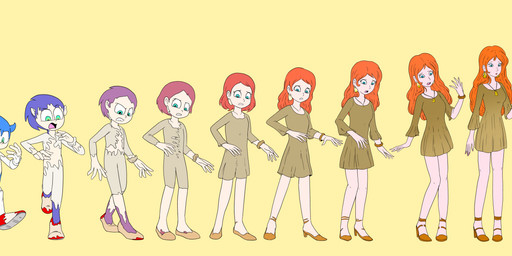 anthro anthro_to_human clothed clothing female forced forced_transformation gender_transformation hair male mtf_transformation multi_frame_sequence orange_hair simple_background solo species_transformation transformation transformation_sequence yellow_background jowybean sega sonic_the_hedgehog_(series) sonic_the_hedgehog eulipotyphlan hedgehog human mammal 2023 absurd_res hi_res sequence watermark